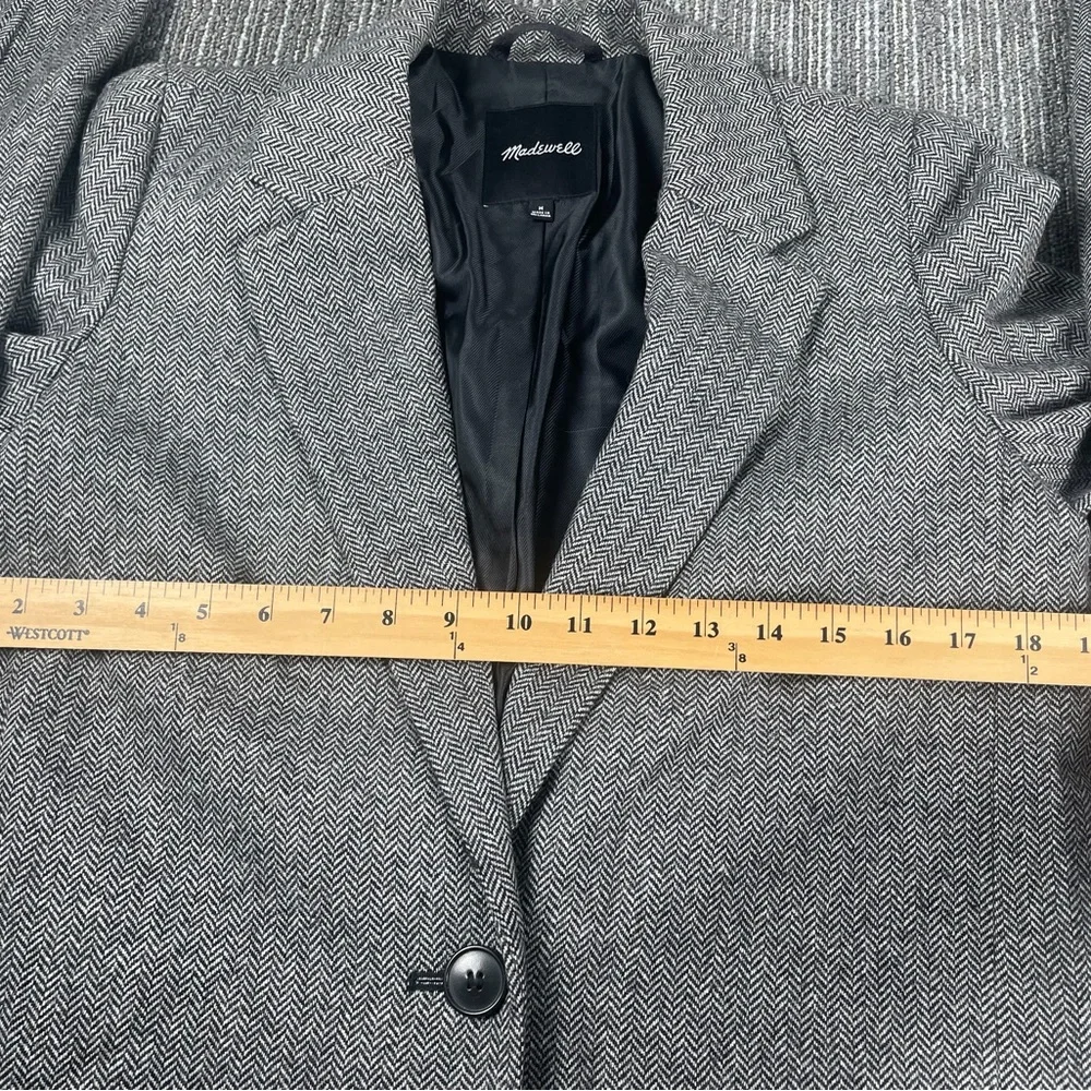 Madewell Gray Herringbone Blazer  Size M Wool Blend - Picture 4 of 9